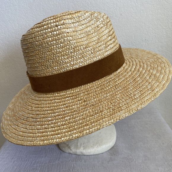 Gigi Pip Isla Sunhat Natural Straw Wide Brim Fedora Suede Band NEW (Other) OS - Picture 3 of 9